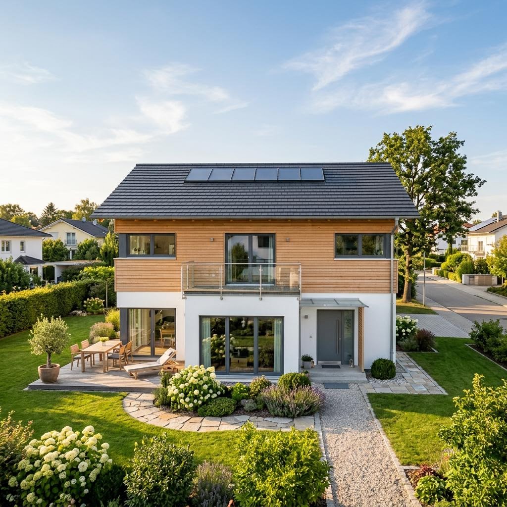 Mehrgenerationenhaus MH 205 des Herstellers haas-haus in Holztafelbauweise mit Satteldach