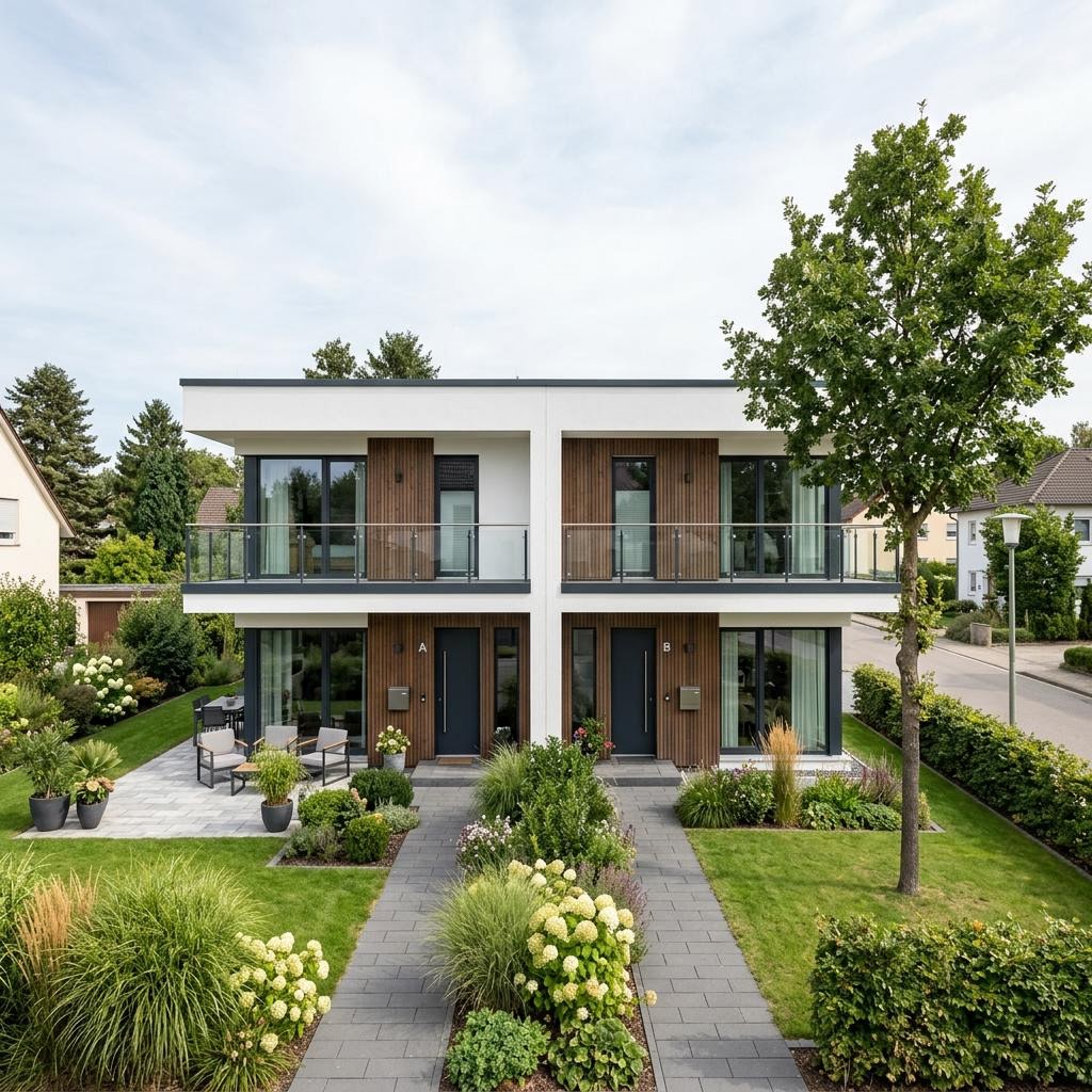 Doppelhaus Doppelhaus Urban Duo 152 des Herstellers Hanse Haus — Flachdach, 152 m²