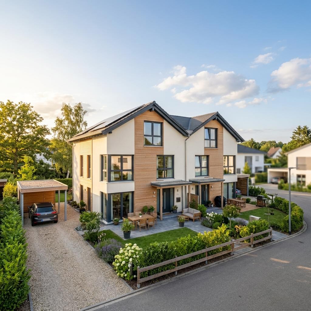 Doppelhaus Variant 134 des Herstellers Hanse Haus in Holzbauweise