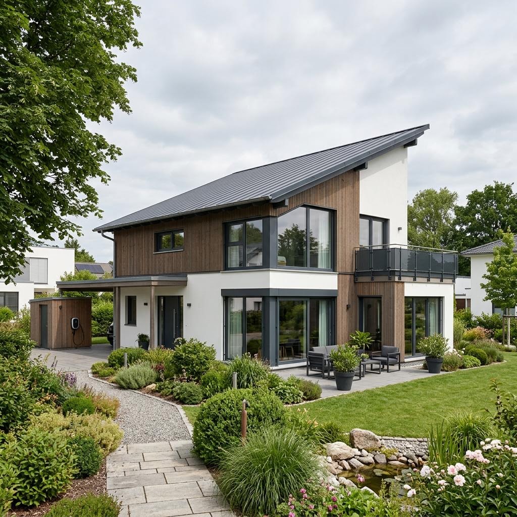 Pultdachhaus PultModern 152 des Herstellers Hanse Haus mit gehobener Ausstattung und Solardach