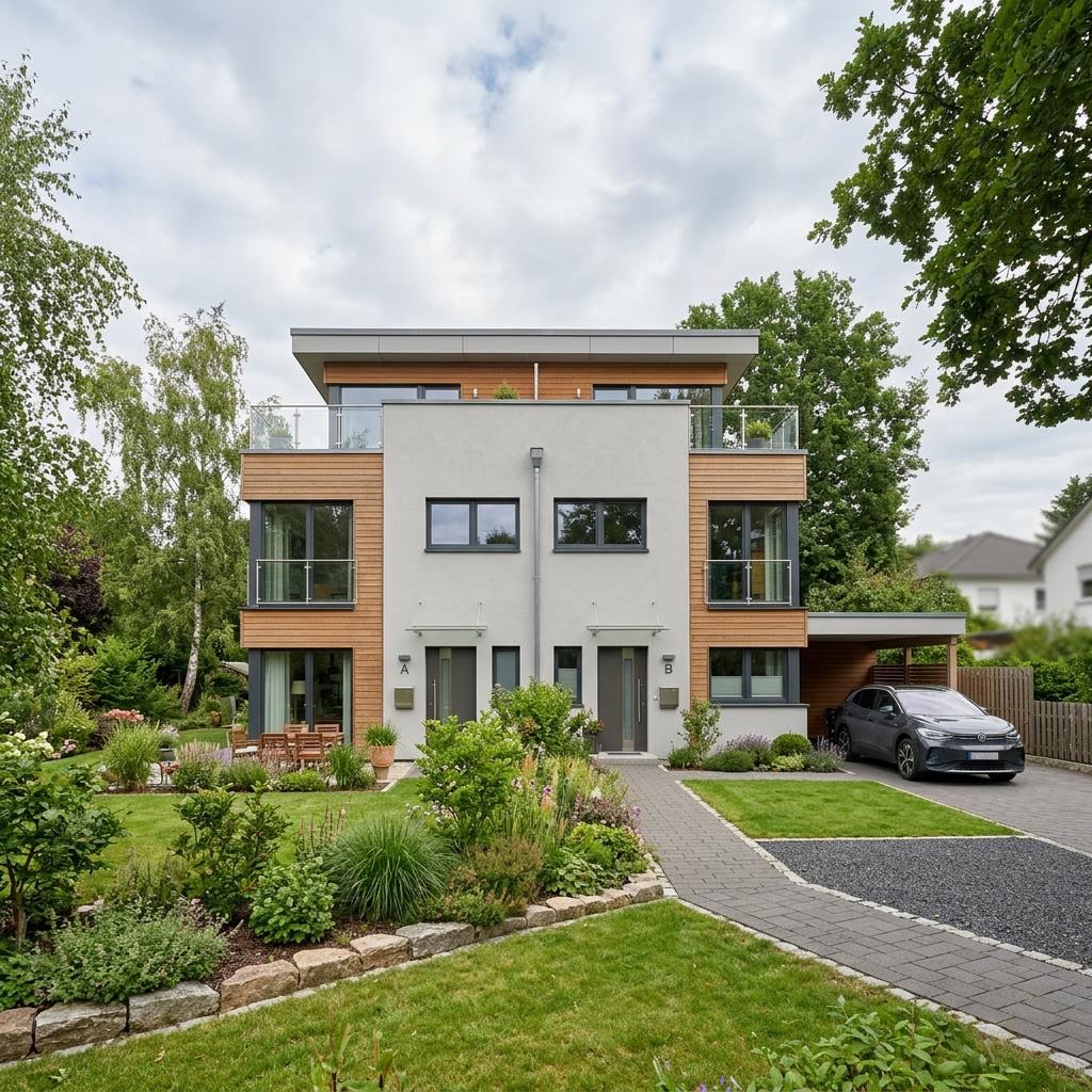 Zweifamilienhaus Zweifamilienhaus Urban Doppel 218 des Herstellers Hanse Haus — Flachdach, 218 m²
