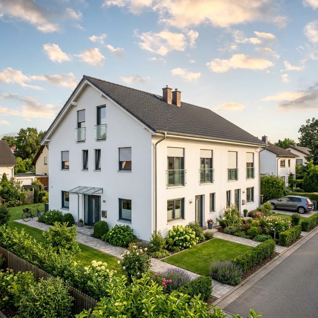 Massives Doppelhaus Duetto 120 des Herstellers Heinz des Herstellers Heiden mit Satteldach
