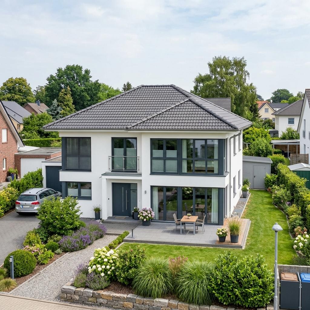 Doppelhaushälfte Duplex Nord 146 des Herstellers Heinz von Heiden Massivhäuser — Walmdach, 146 m² für schlanke Grundstücke