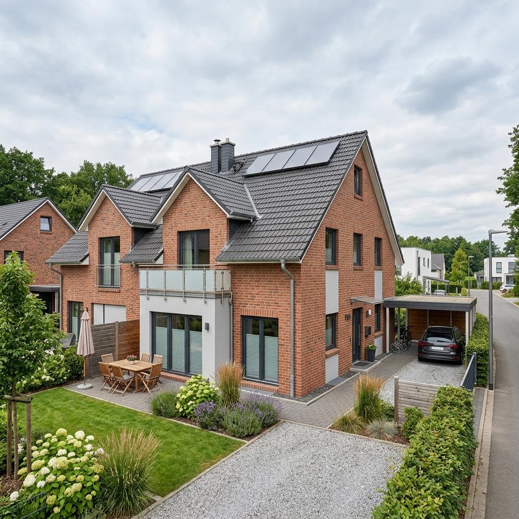 Doppelhaushälfte Duplex Nord 158 des Herstellers Heinz von Heiden Massivhäuser — Satteldach, 158 m² für schlanke Grundstücke