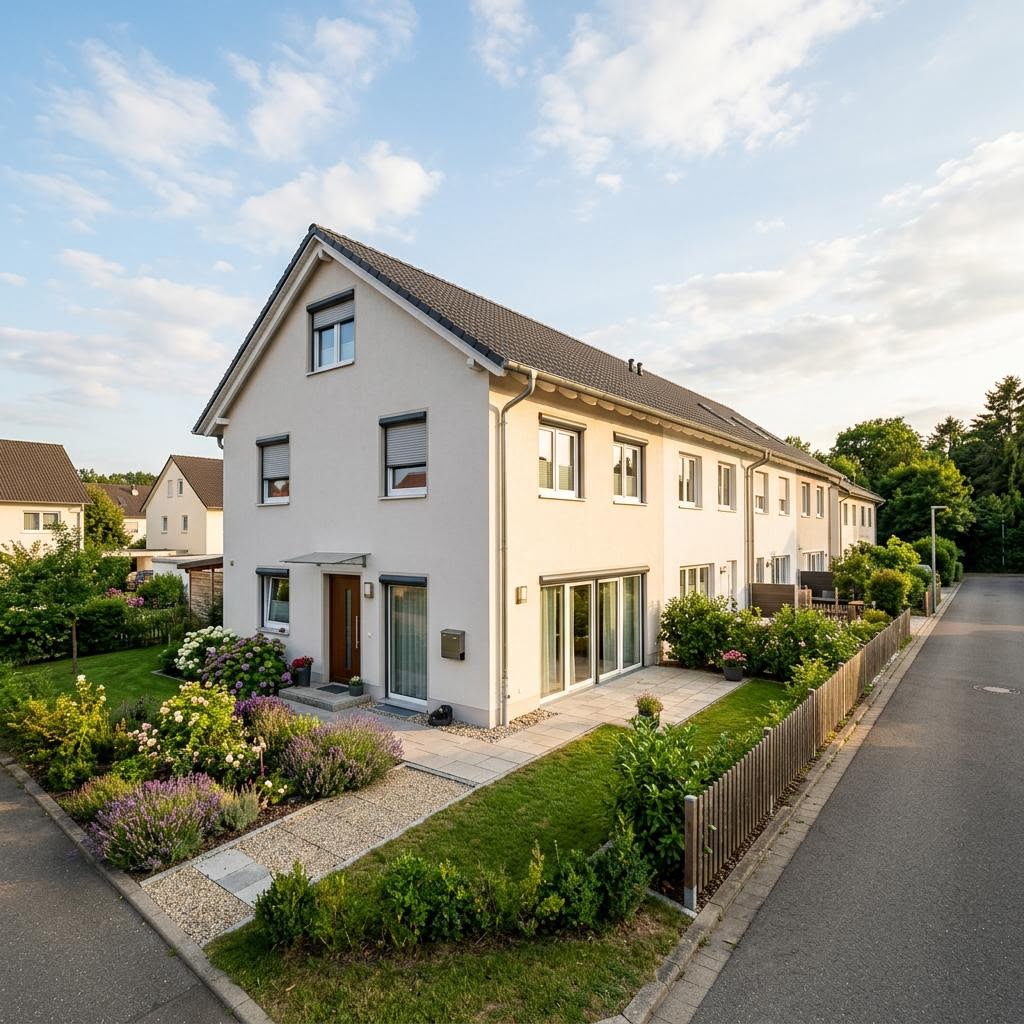 Reihenhaus Reihenmittelhaus Quera R128 des Herstellers Heinz von Heiden Massivhäuser mit Satteldach und 128 m² Wohnfläche
