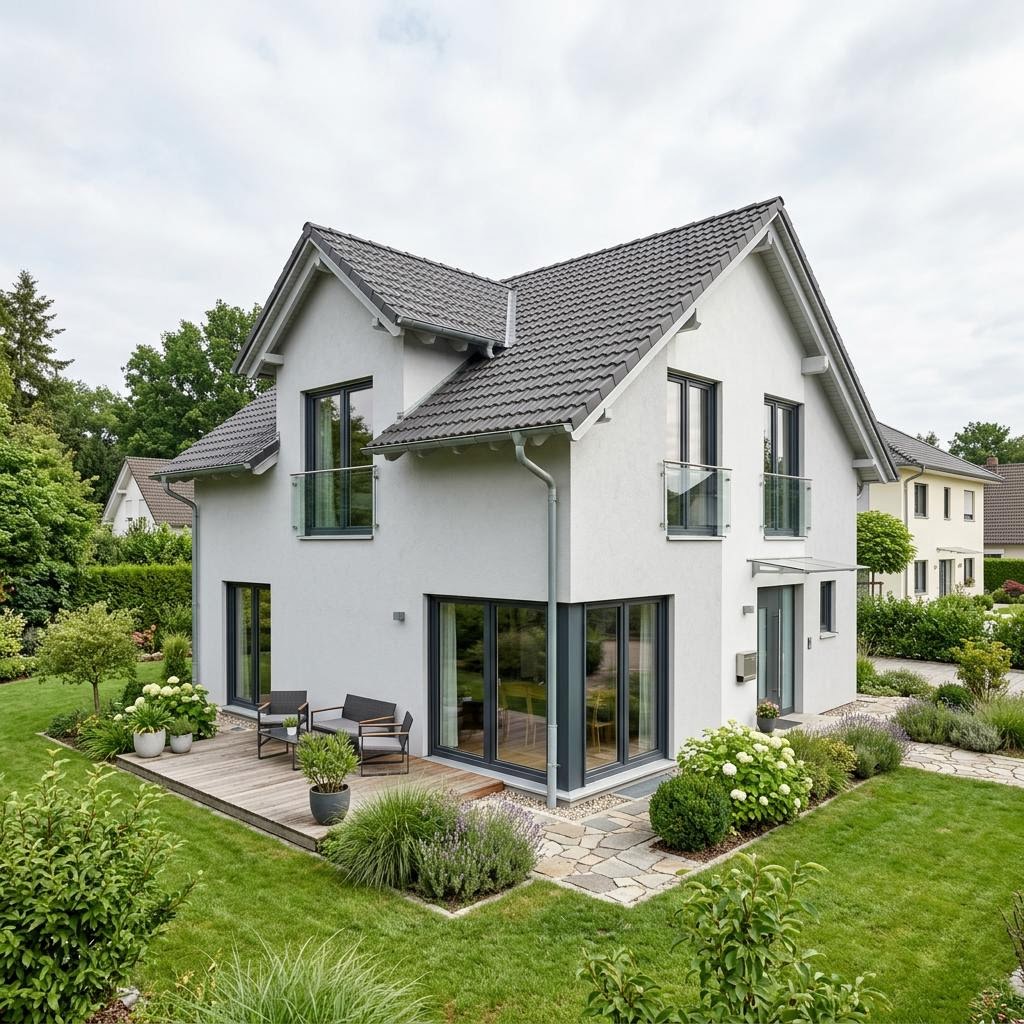 Singlehaus Massivklein 86 des Herstellers HELMA Eigenheimbau mit Satteldach — platzsparendes Massivhaus mit 86 m²