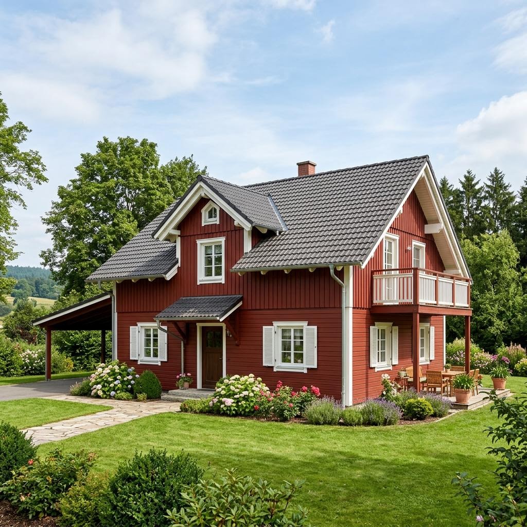 Schwedenhaus SH 124 Variante A des Herstellers ScanHaus Marlow — nordisches Fertighaus mit 124 m²