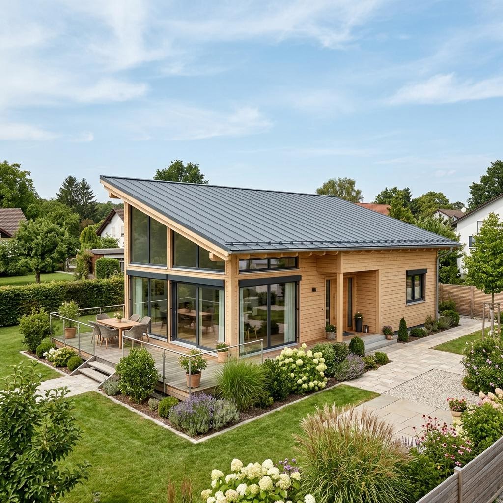 Holzhaus Blockhaus Koli 98 des Herstellers Honka Blockhaus — Massivholz-Bungalow mit Pultdach und 98 m²