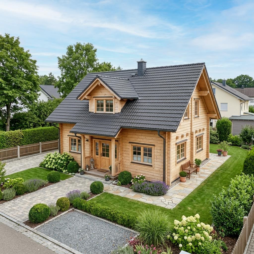 Holzhaus Blockhaus Saimaa 126 des Herstellers Honka Blockhaus — finnisches Massivholzhaus mit Satteldach und 126 m²