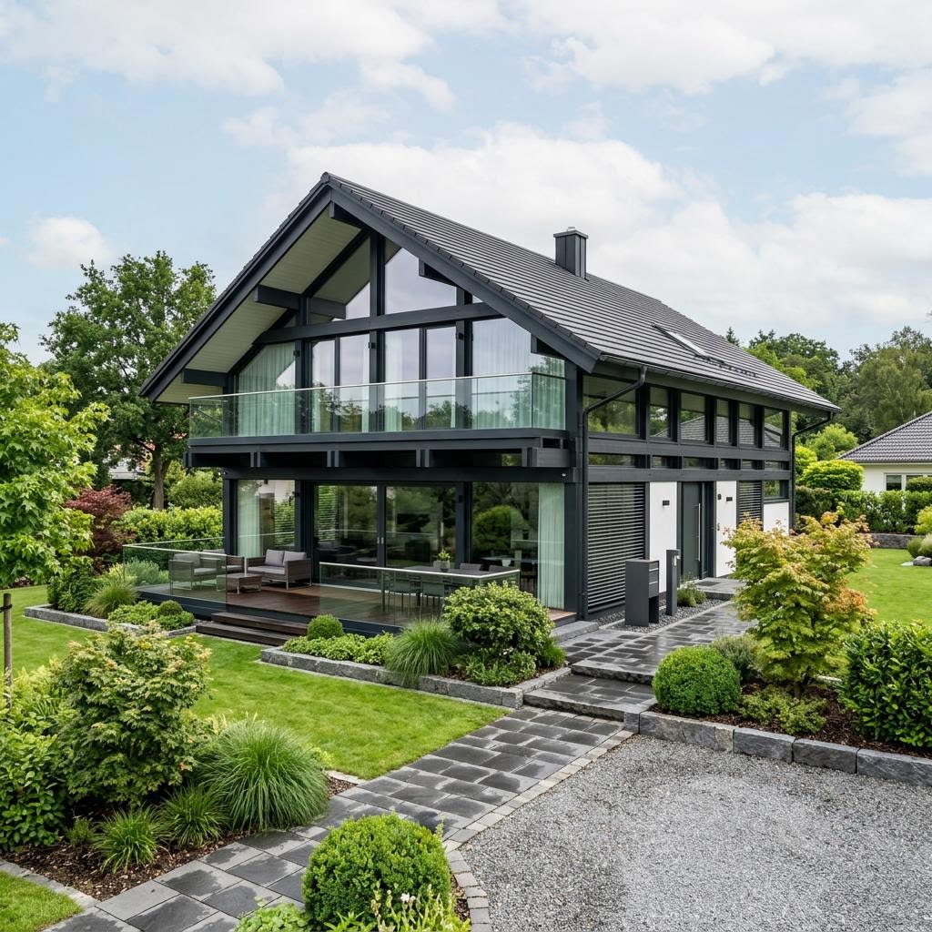 Luxusvilla & Designerhaus ART 3 des Herstellers HUF HAUS — Fachwerk-Konstruktion mit 200 m²