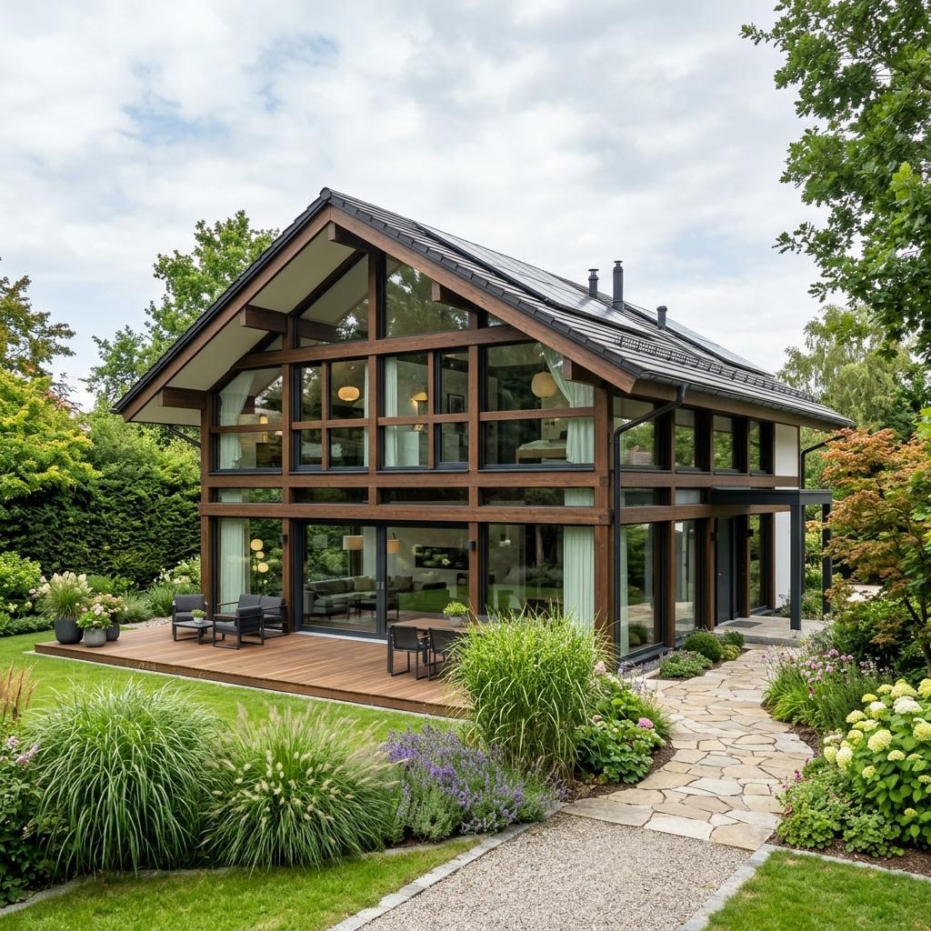 Luxusvilla & Designerhaus ART 5 des Herstellers HUF HAUS — Fachwerk-Konstruktion mit 260 m²