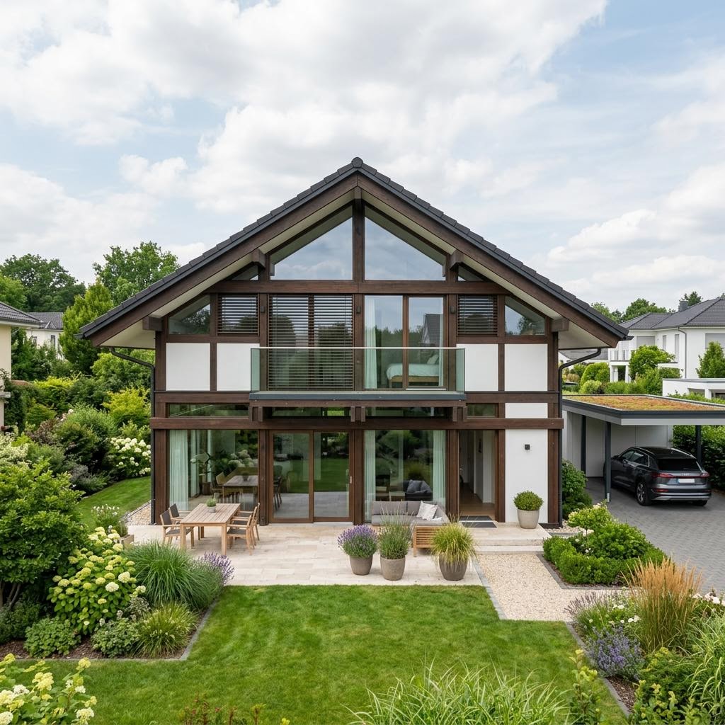 Luxusvilla & Designerhaus MODUM 8:10 des Herstellers HUF HAUS — Fachwerk-Konstruktion mit 168 m²