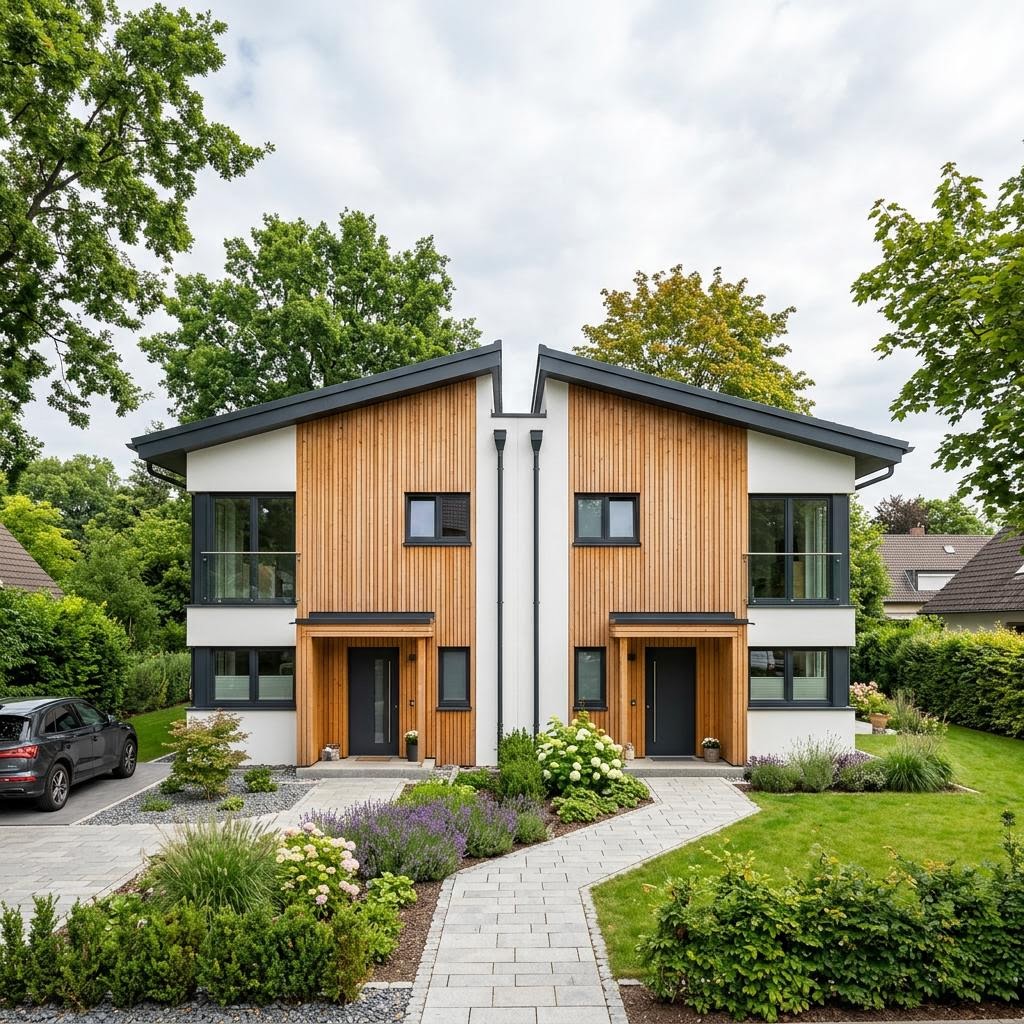 Doppelhaus Doppelhaus StadtDuo 146 des Herstellers KAMPA — Pultdach, 146 m²