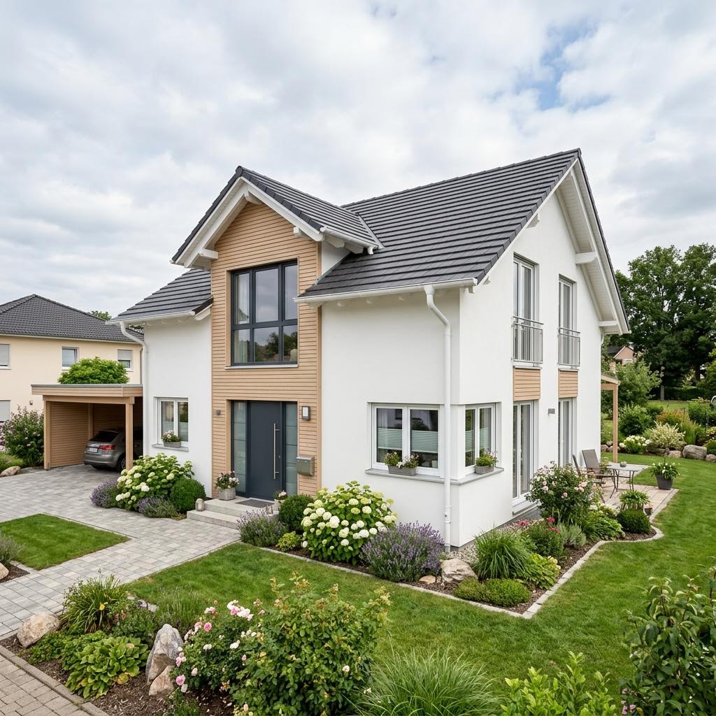 Einfamilienhaus Family 158 des Herstellers KAMPA — in Holztafelbauweise, rund 158 m²