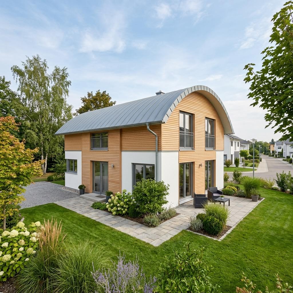 Einfamilienhaus Purea Tonne 138 des Herstellers KAMPA mit Tonnendach — 138 m²
