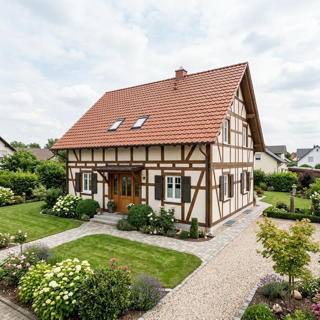Fachwerkhaus Klassik 140 des Herstellers KD-Haus — Holzständer-Fachwerk mit 140 m²