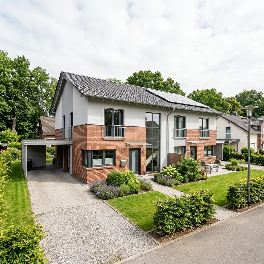 Doppelhaushälfte Doppelhaus Duplo 114 des Herstellers Kern-Haus — Satteldach, 114 m² für schlanke Grundstücke