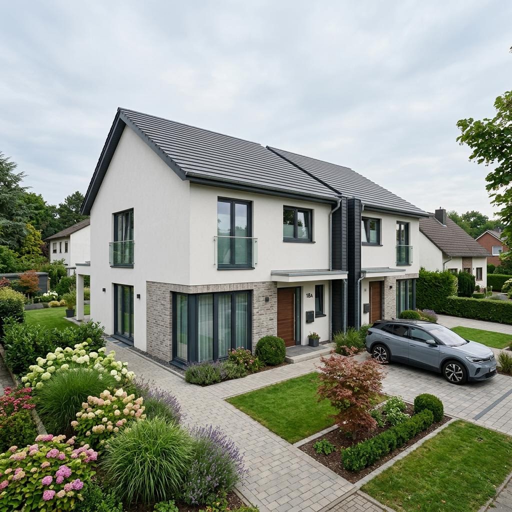 Doppelhaushälfte Doppelhaus Duplo 152 des Herstellers Kern-Haus — Satteldach, 152 m² für schlanke Grundstücke