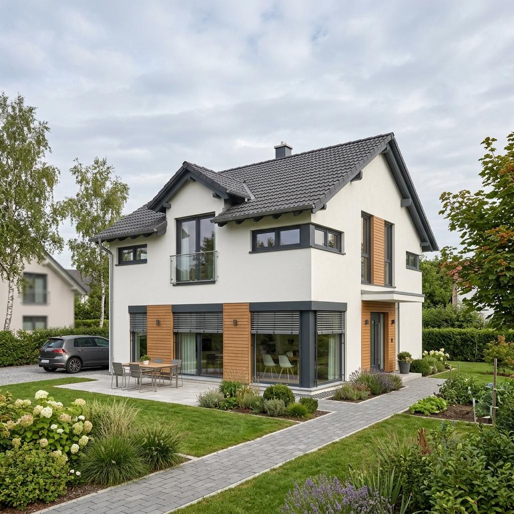 Einfamilienhaus Familia Select 138 des Herstellers Kern-Haus als Massivhaus mit Satteldach und Wohnküche