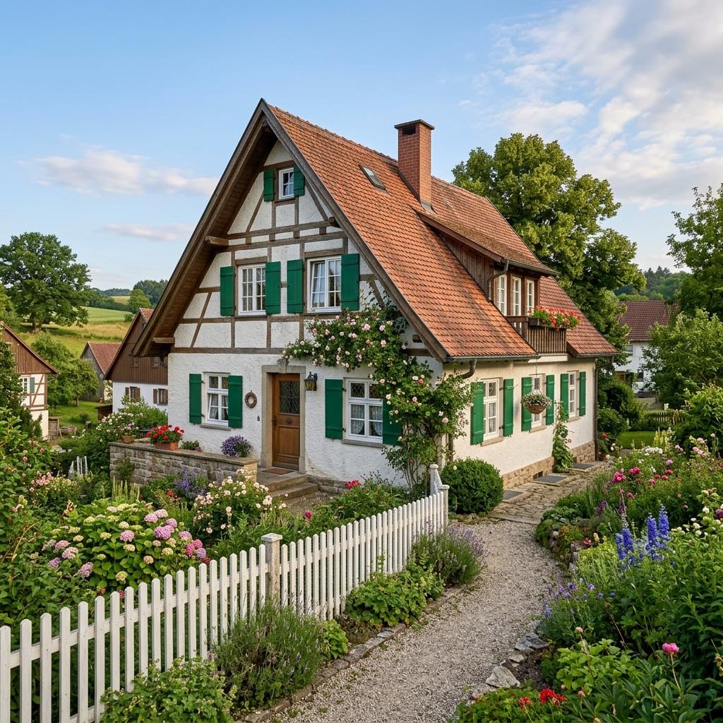 Landhaus des Herstellers Wagener Systemhausbau — massiv gebautes Landhaus mit Satteldach, Sprossenfenstern und 147 m²