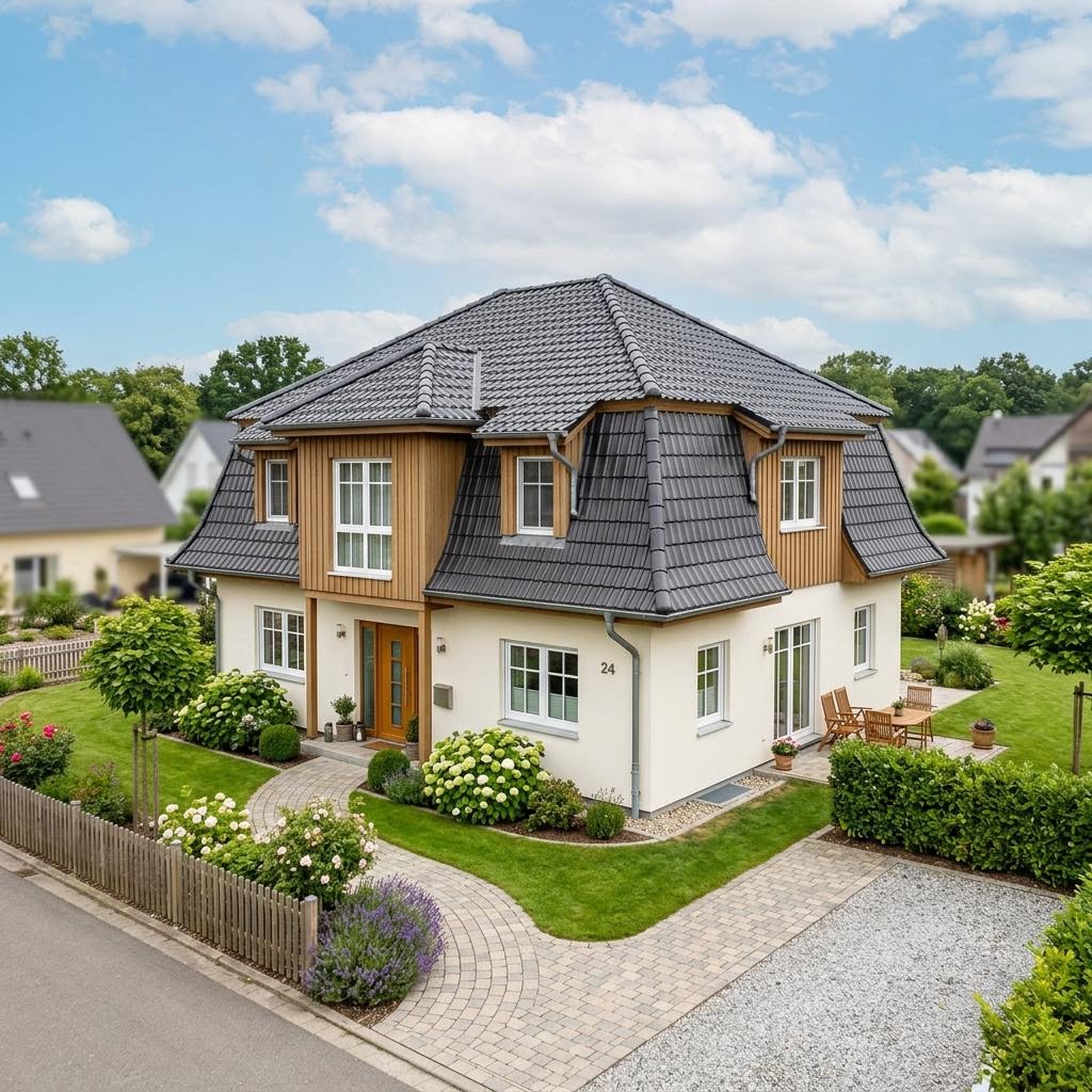 Einfamilienhaus Landhaus Mansarde 146 des Herstellers LEHNER HAUS mit Mansarddach — 146 m²