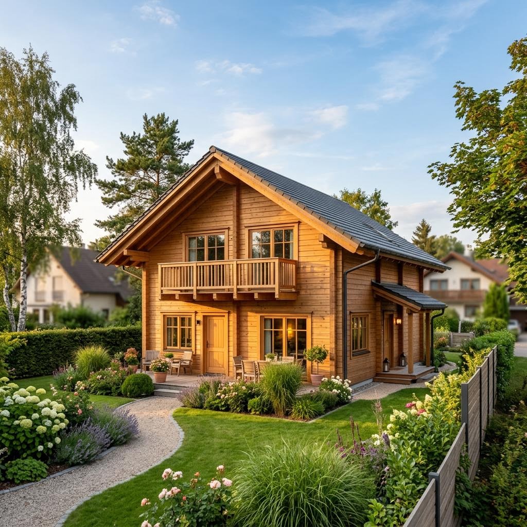Chalet Chalet Feldberg des Herstellers LéonWood mit Satteldach und Holzfassade