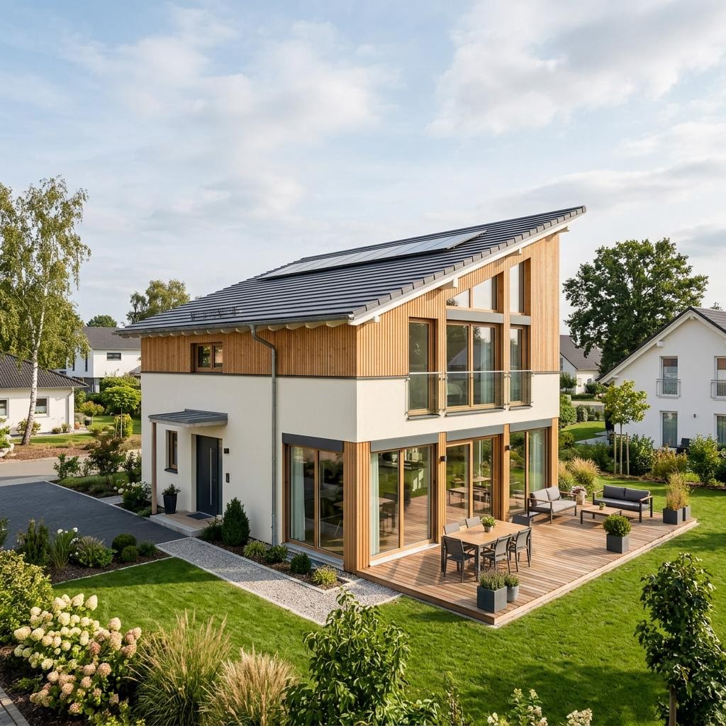 Einfamilienhaus Solution Pult 138 des Herstellers Living Fertighaus mit Pultdach — 138 m²