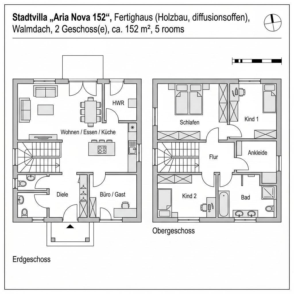 Grundriss Aria Nova 152 von LUXHAUS — 152 m², 5 Zimmer