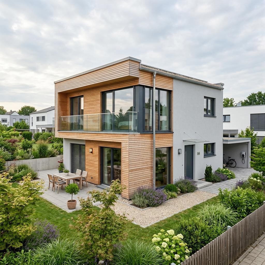 Kubushaus Kubus Linea 145 des Herstellers LUXHAUS mit Flachdach und diffusionsoffener Hülle