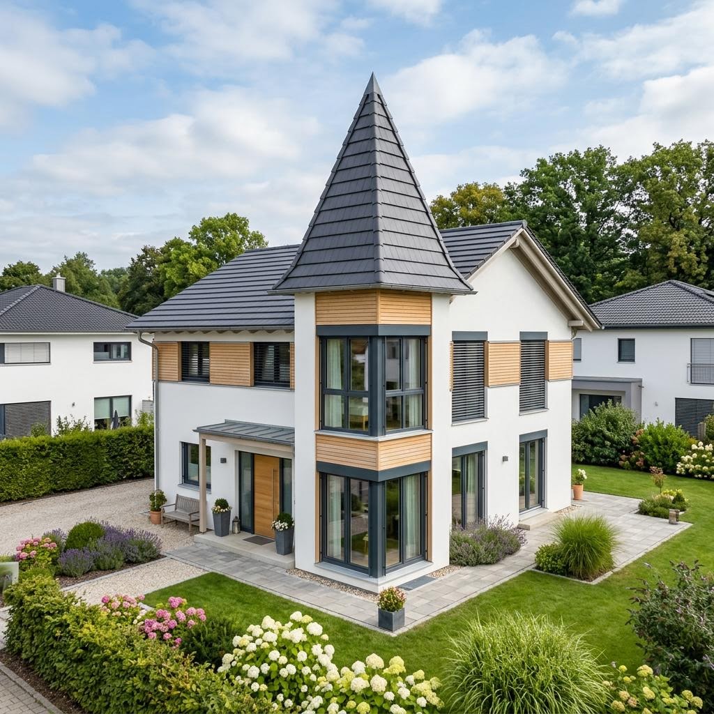 Singlehaus Singlehaus Turmvilla 105 des Herstellers LUXHAUS — Turmdach, 105 m²