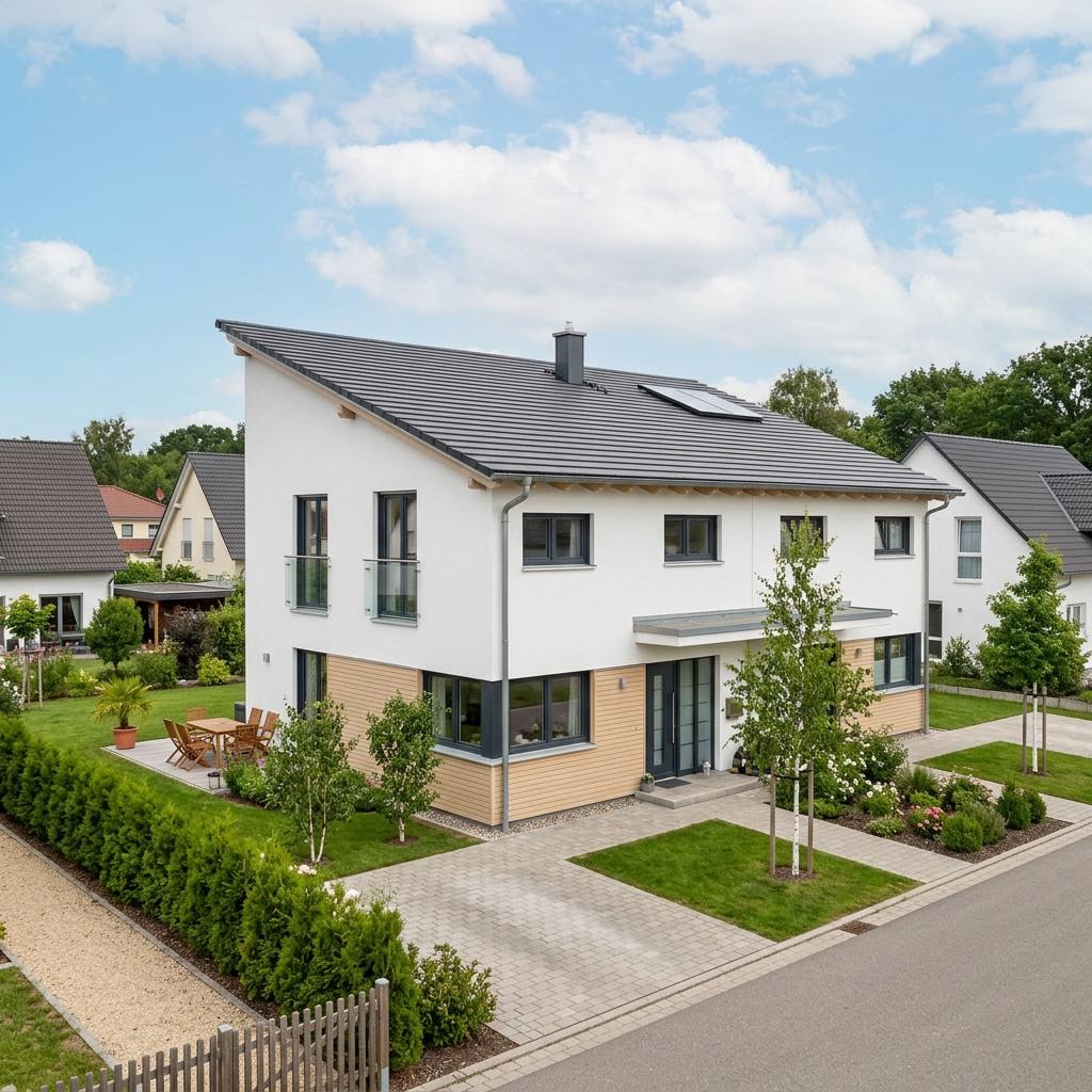 Doppelhaus Doppelhaus Duo 142 des Herstellers massa haus — Pultdach, 142 m²