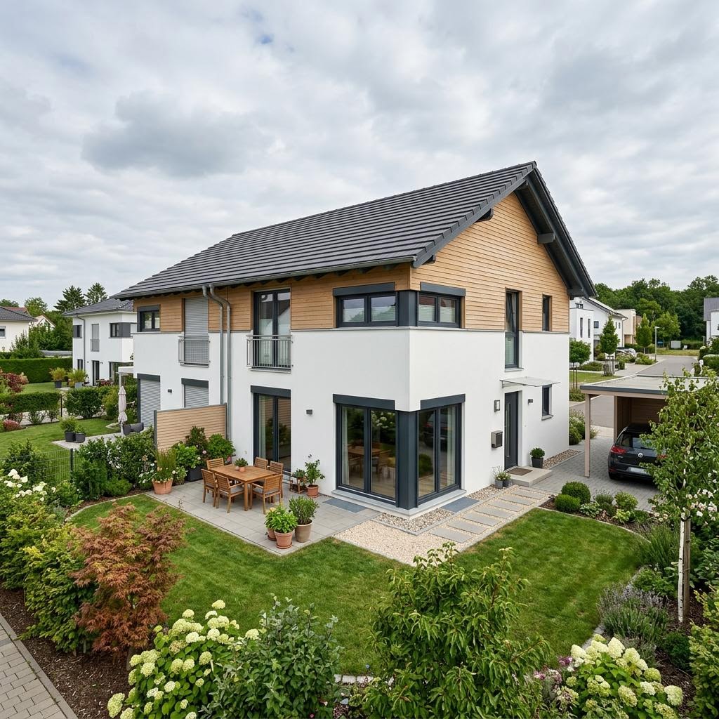 Doppelhaushälfte LifeStyle Duo 124 des Herstellers massa haus — Satteldach, 124 m² für schlanke Grundstücke