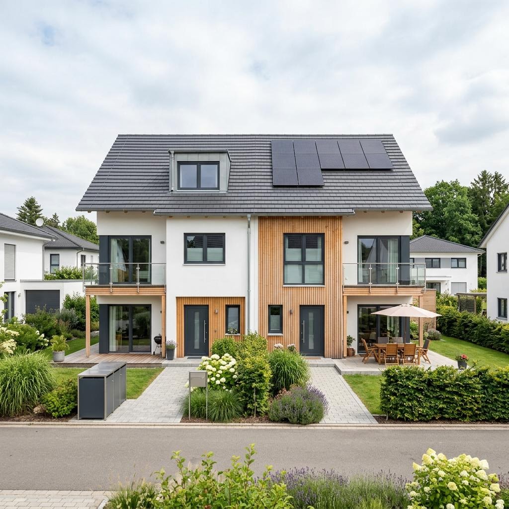 Doppelhaushälfte LifeStyle Duo 132 des Herstellers massa haus — Satteldach, 132 m² für schlanke Grundstücke