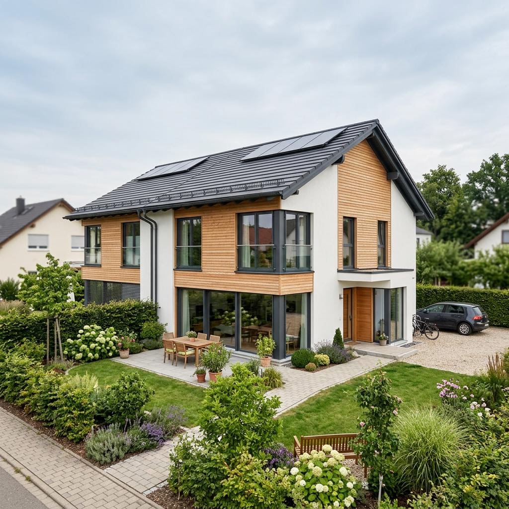 Doppelhaushälfte LifeStyle Duo 138 des Herstellers massa haus — Satteldach, 138 m² für schlanke Grundstücke