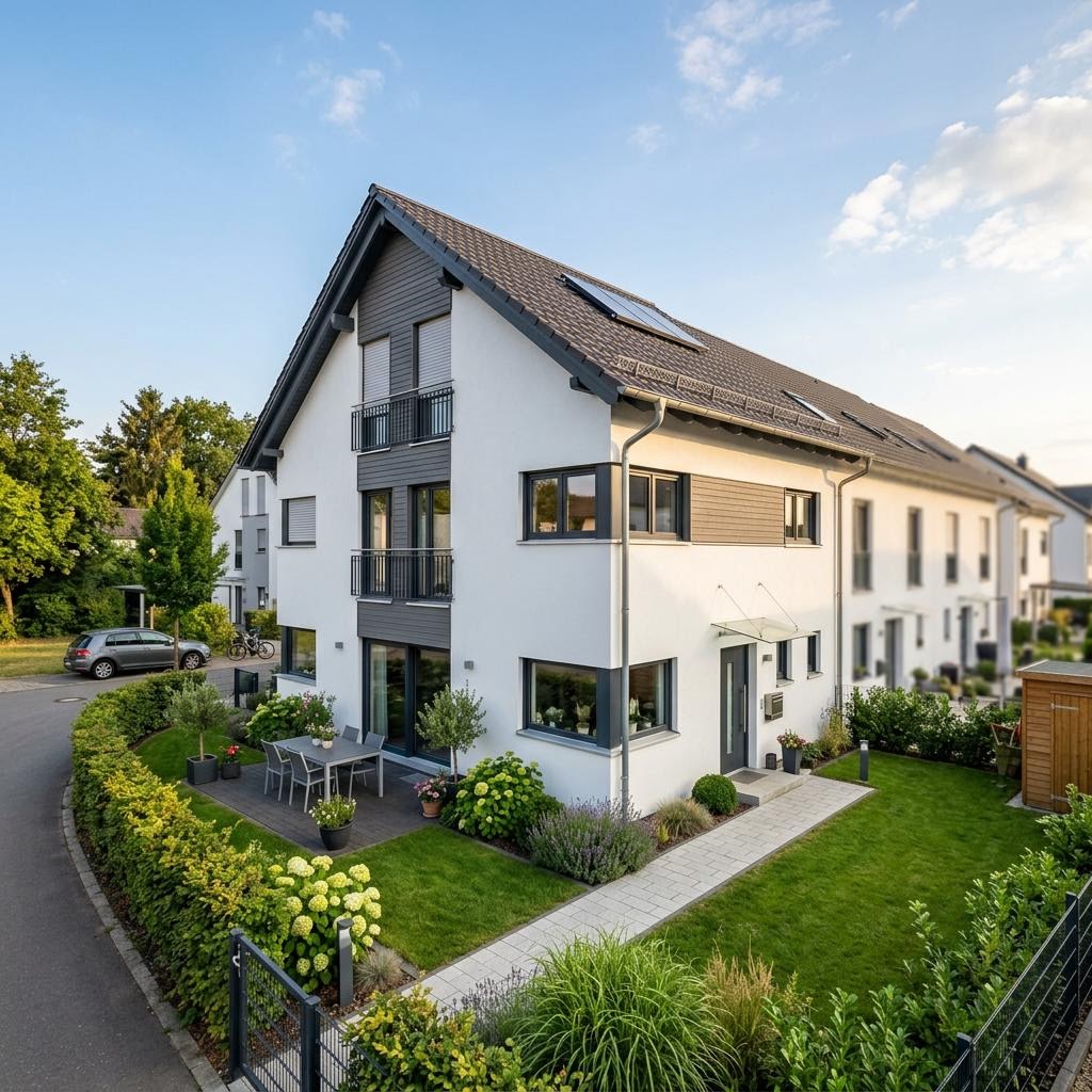 Reihenhaus Reihenendhaus RowStyle R138 des Herstellers massa haus mit Satteldach und 138 m² Wohnfläche
