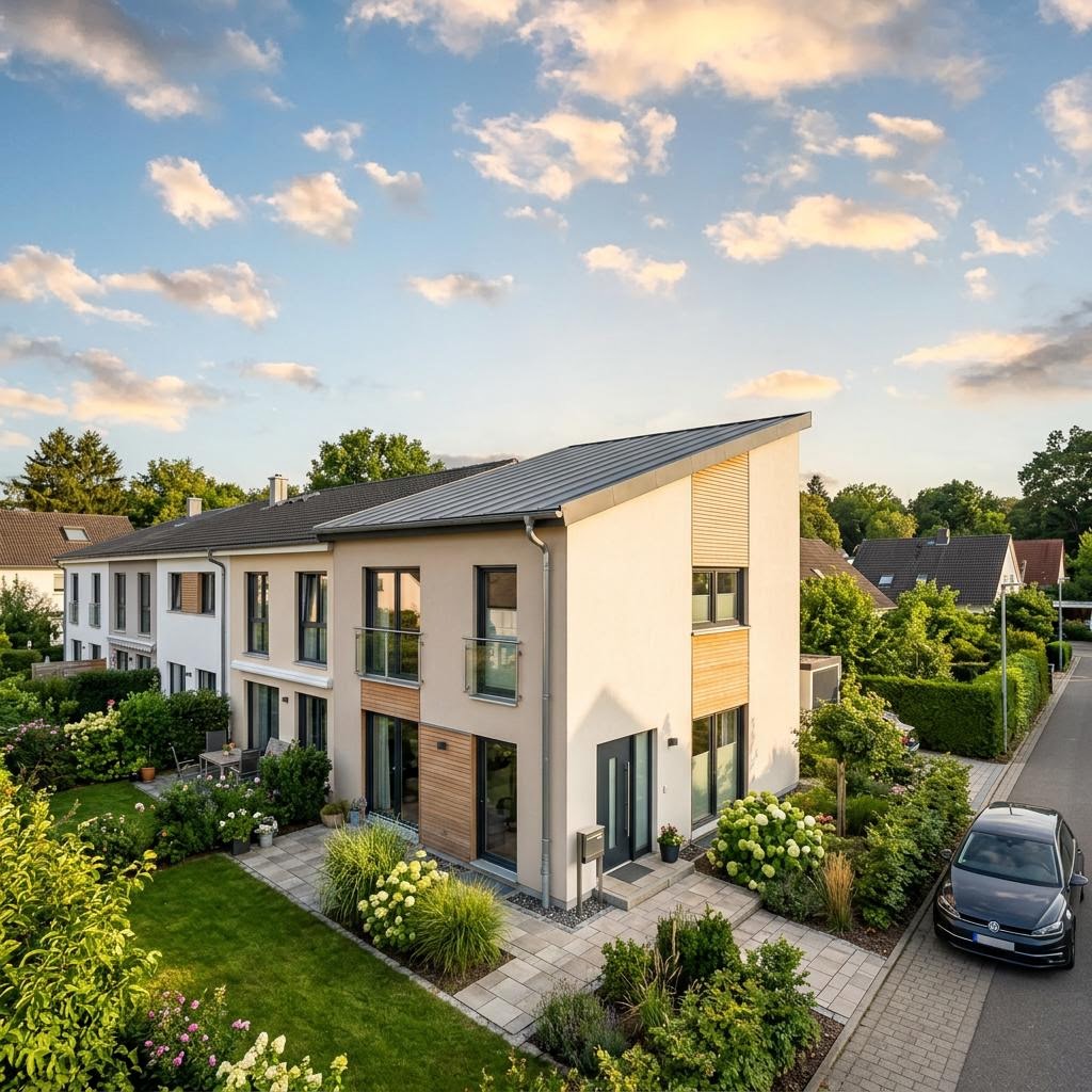 Reihenhaus Reihenmittelhaus RowStyle R126 des Herstellers massa haus mit Pultdach und 126 m² Wohnfläche