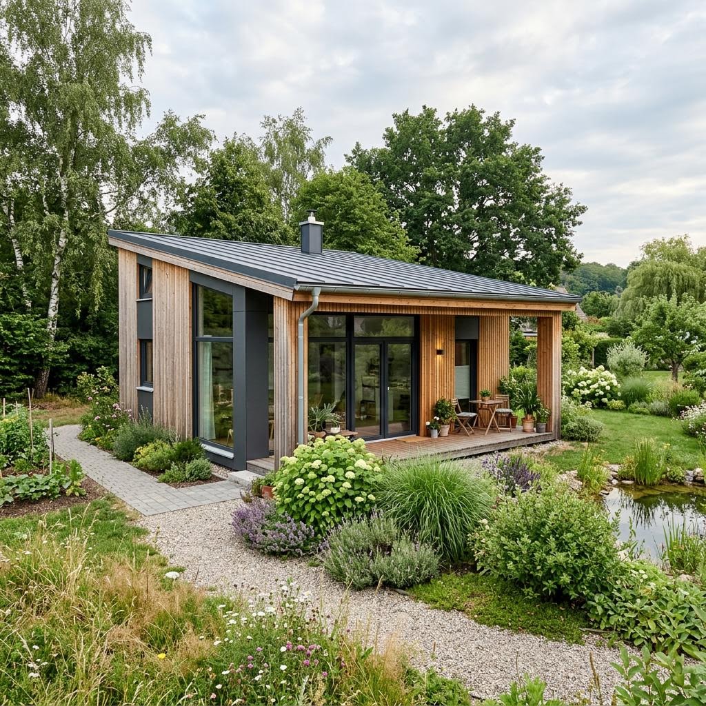 Tiny House Tiny Family 40 des Herstellers McCube — familientaugliches Holzriegel-Minihaus mit Pultdach und 40 m²