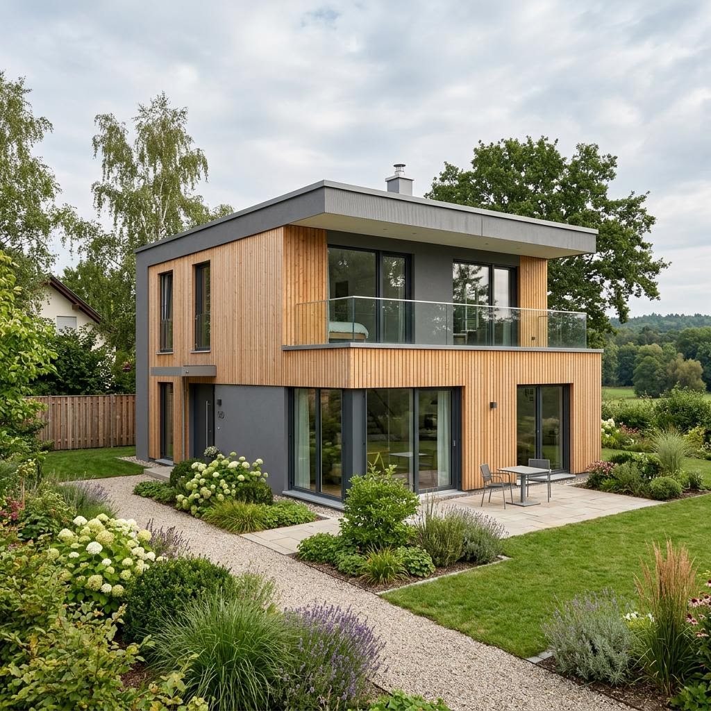 Kubushaus Kubus Nord 150 des Herstellers Meisterstück-HAUS mit Flachdach und Putzfassade