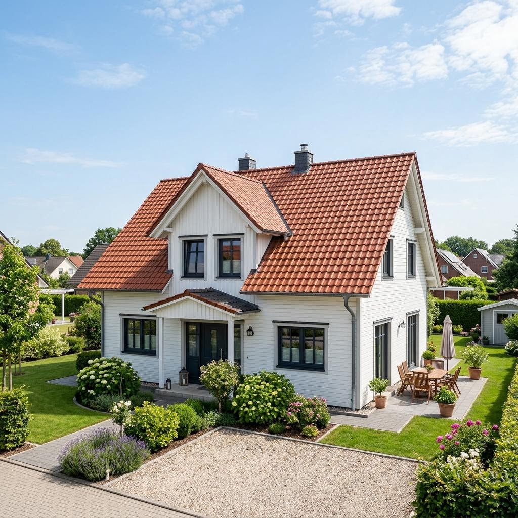 Kapitänshaus Dithmarschen 122 des Herstellers Nordic Haus mit Satteldach und Zwerchgiebel — 122 m²