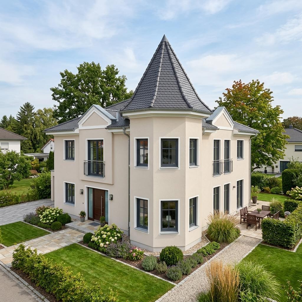 Stadtvilla Stadtvilla Turm 152 des Herstellers OKAL Haus mit Turmdach — 152 m²