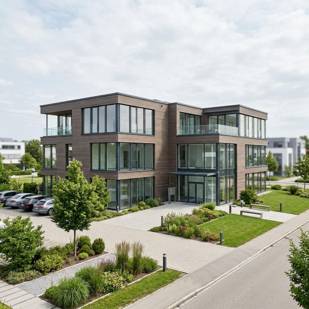 Gewerbe Bürogebäude Vital-Businessgebäude des Herstellers Regnauer — Holzfertigbau mit 2000 m²