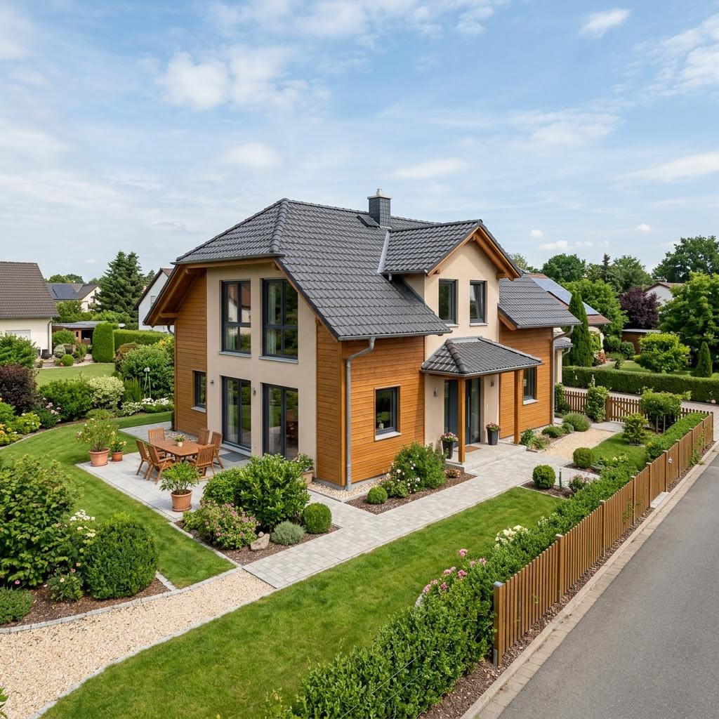 Holzhaus Chiemgau 172 des Herstellers Regnauer Hausbau — in Holzrahmenbauweise, rund Krüppelwalmdach und 172 m²