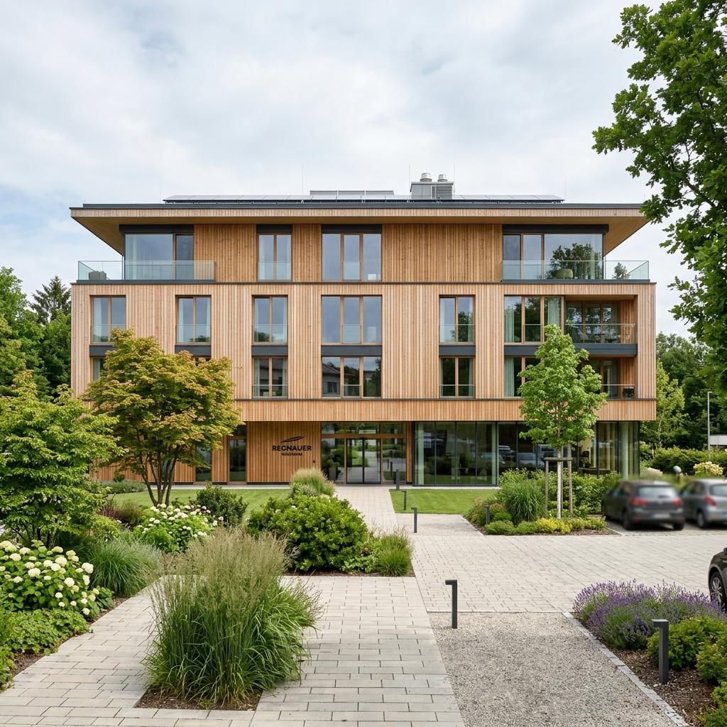 Gewerbe Hotelbau Vital-Businessgebäude des Herstellers Regnauer — Holzfertigbau mit 2500 m²