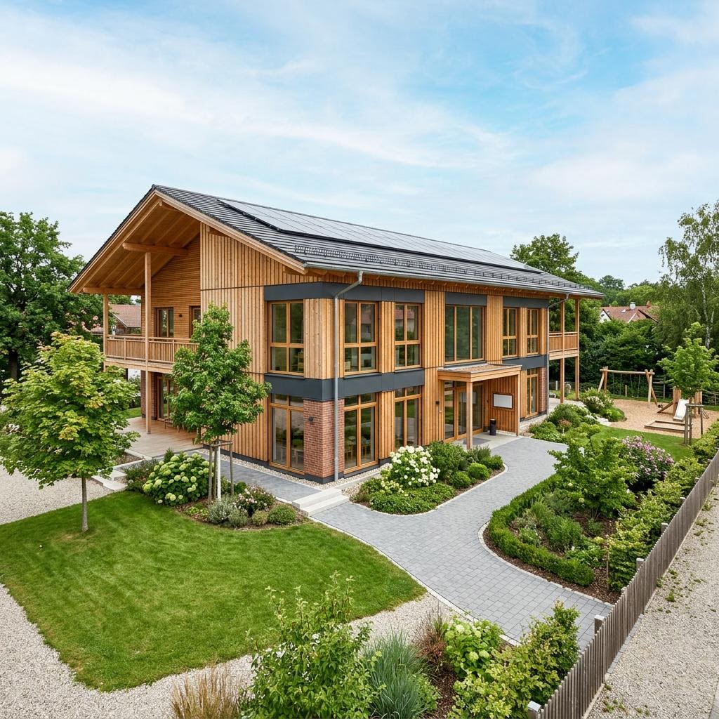 Gewerbe Kindergarten Vital-Businessgebäude des Herstellers Regnauer — Holzfertigbau mit 1200 m²