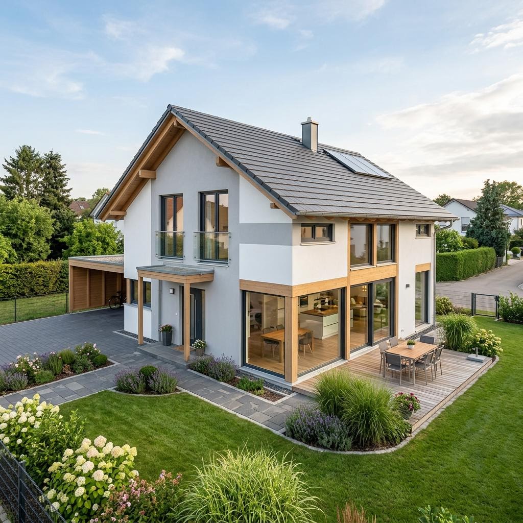 Einfamilienhaus Familienhaus Sattel 145 des Herstellers RENSCH-HAUS mit Satteldach — 145 m²
