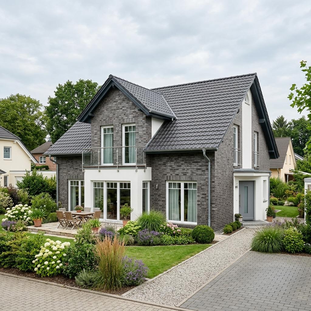 Bausatzhaus Ziegelbausatz ZB 132 des Herstellers Rötzer Ziegel-Element-Haus mit Satteldach — Massivhaus mit 132 m²
