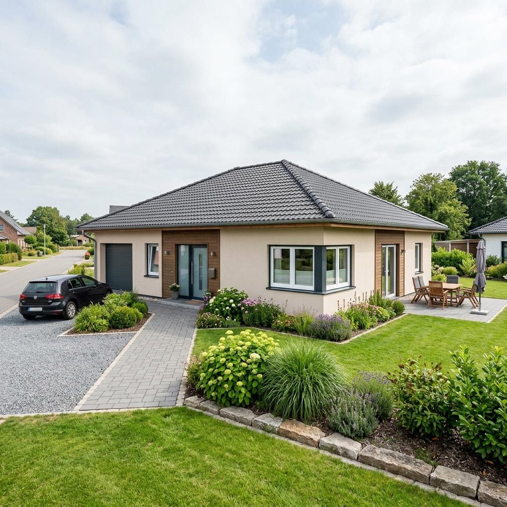 Bungalow SH 113 B Var. A des Herstellers ScanHaus Marlow — in Holztafelbauweise, rund 113 m²