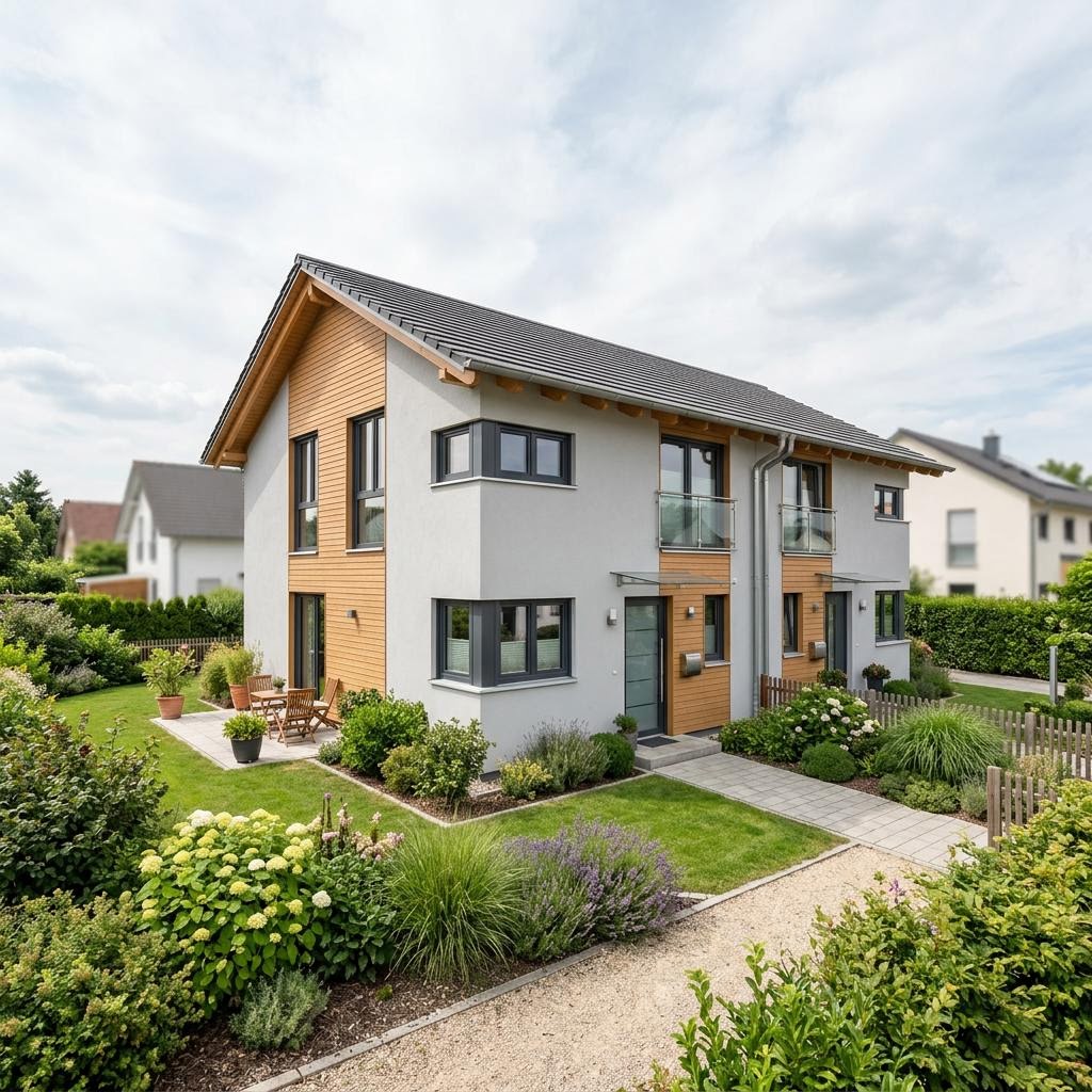 Doppelhaushälfte Twin SH 104 Ausbau des Herstellers ScanHaus Marlow — Satteldach, 104 m² für schlanke Grundstücke