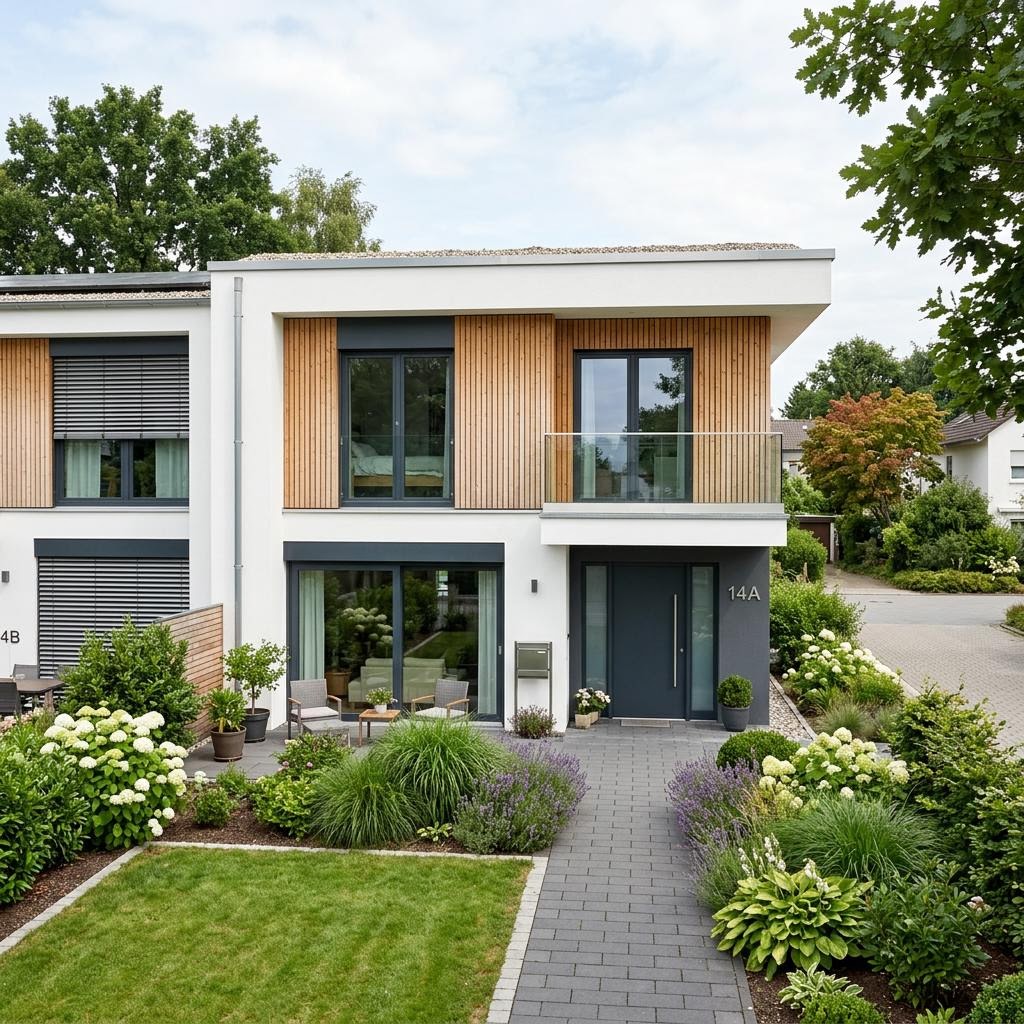 Doppelhaushälfte Twin SH 118 Flach des Herstellers ScanHaus Marlow — Flachdach, 118 m² für schlanke Grundstücke