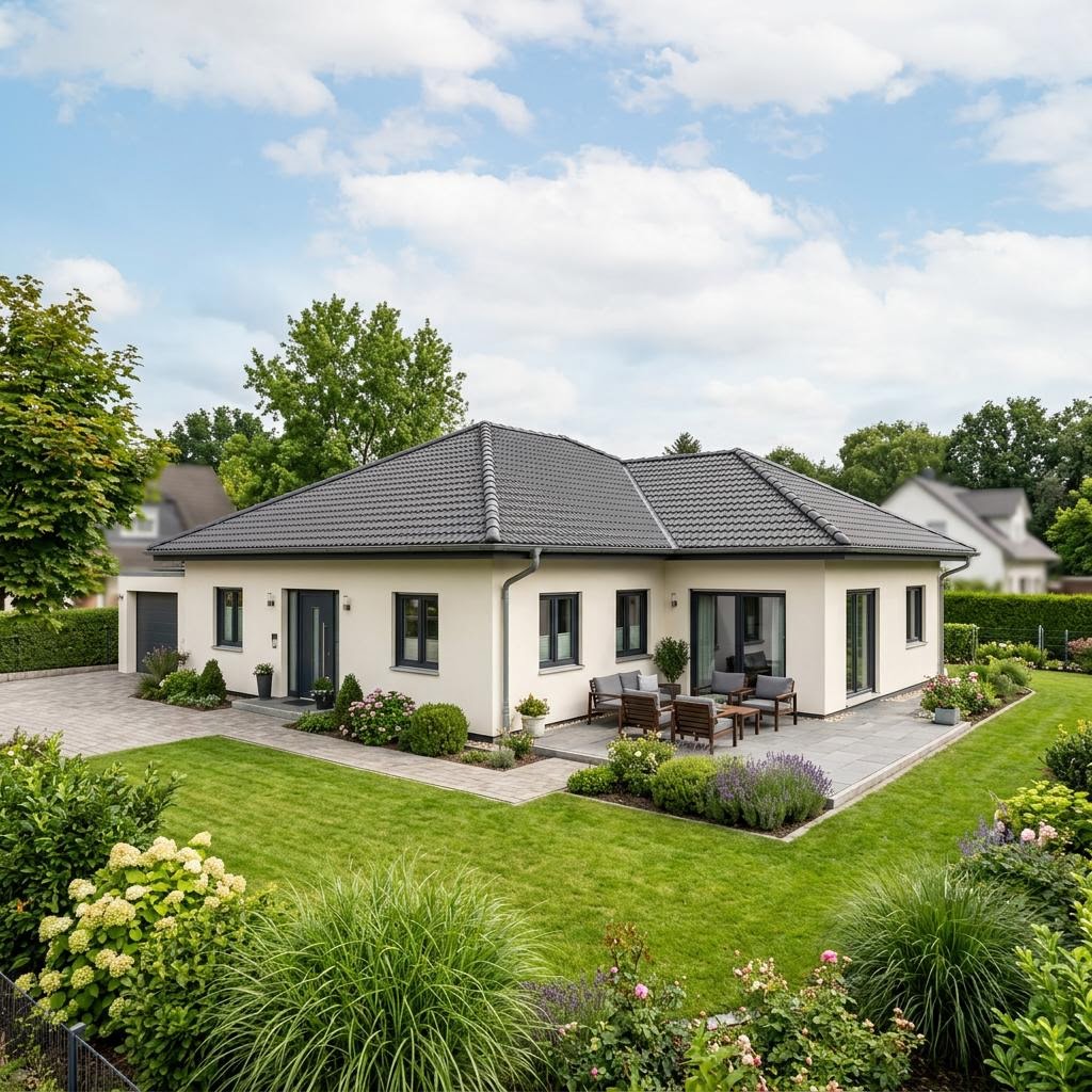 Winkelbungalow Winkelbungalow WB 170 des Herstellers ScanHaus Marlow — in Holztafelbauweise, rund 170 m²